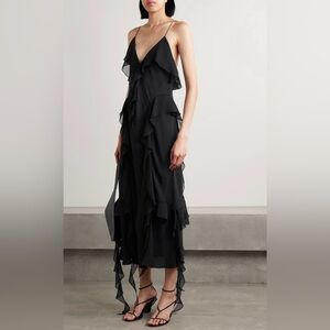 KHAITE Black Pim Midi Dress